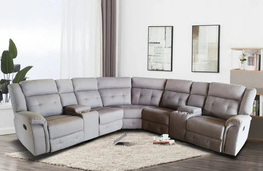 Fabric Sectional Group w/2 Console & 2 Recliner - LDH Furniture