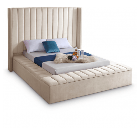 Kiki Velvet Platform Storage Bed - LDH Furniture