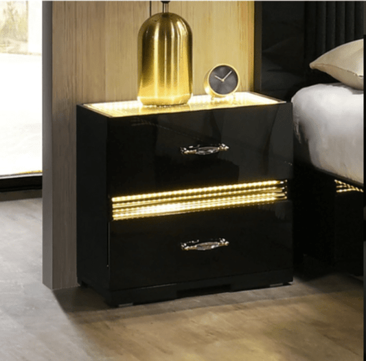 Lucida 2-Drawer Nightstand with LED Light - LDH Furniture