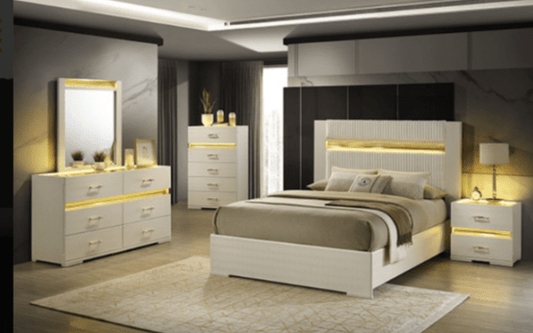 Lucinda 4-Piece Bedroom Set, Queen/King Bed, Dresser, Mirror, Nightstand - LDH Furniture