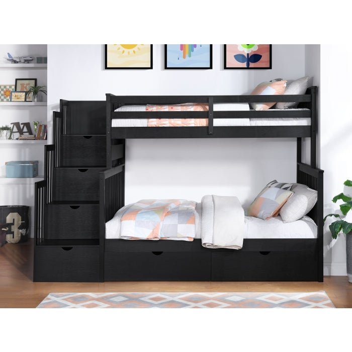 Ludville Twin/Full Step Bunk Bed w Storage - LDH Furniture