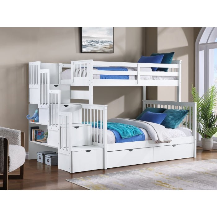 Ludville Twin/Full Step Bunk Bed w Storage - LDH Furniture