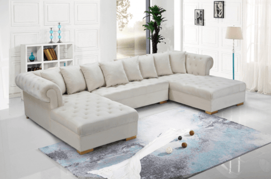 Presley 134" Velvet Upholstered 3PC Sectional - LDH Furniture