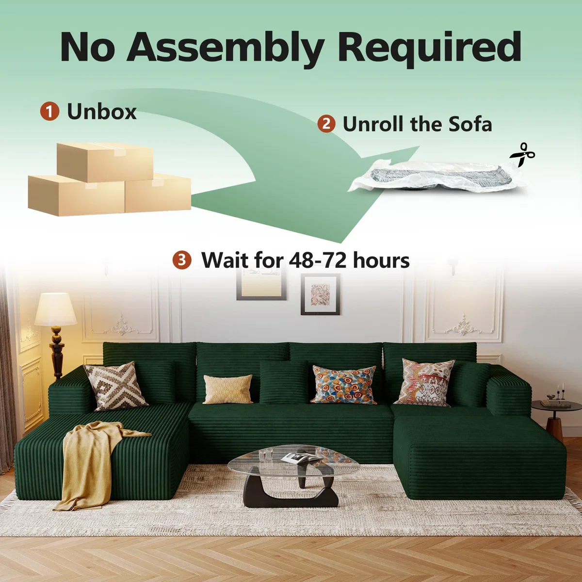 U Shape Green Modular Cloud Sectional Sofa 🛋️📦 | 🚚 Ships in 3–7 days
🔥 Limited stock