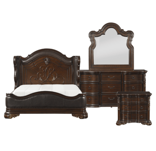 Royal Highlands Collection 4PC Bedroom Set on Sale! (Q/K Bed+DR+ MR+NS) - LDH Furniture