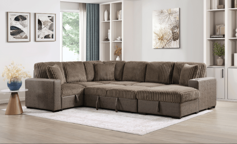 Smart Sleeper Sectional with Phone Charger, Storage & Fold Down Table - LDH Furniture