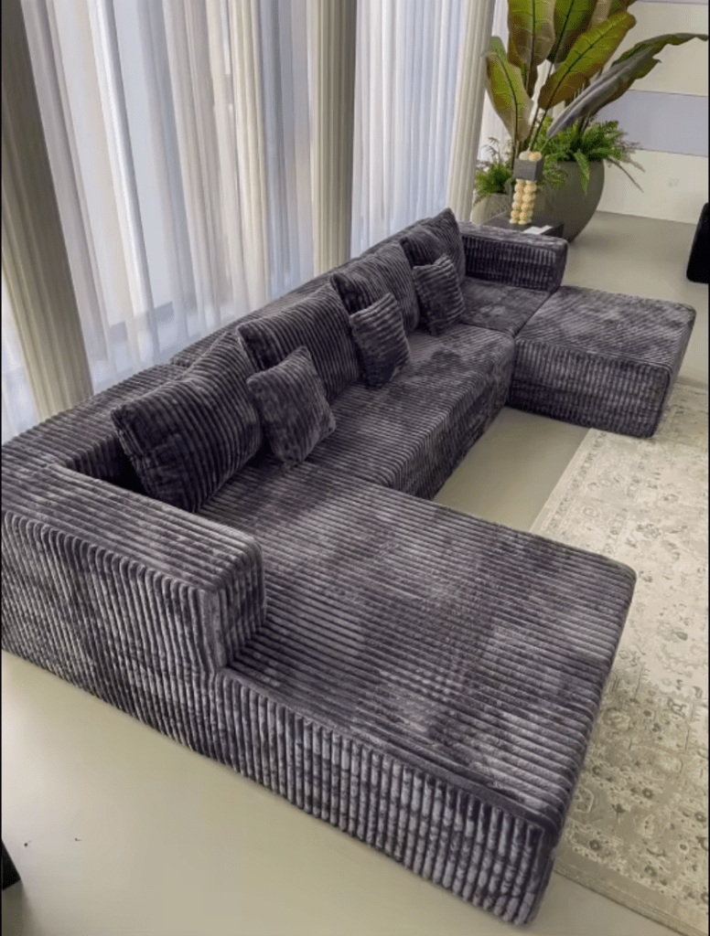 U Shape Corduroy Modular Cloud Sectional Sofa 🛋️📦 | No Assembly - LDH Furniture