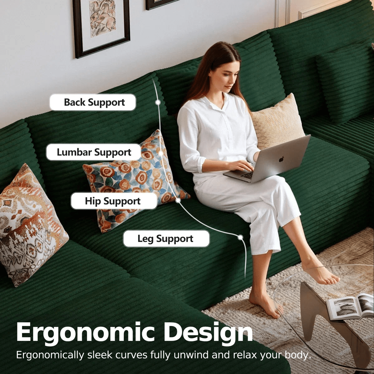 U Shape Green Modular Cloud Sectional Sofa 🛋️📦 | 🚚 Ships in 3–7 days 🔥 Limited stock - LDH Furniture