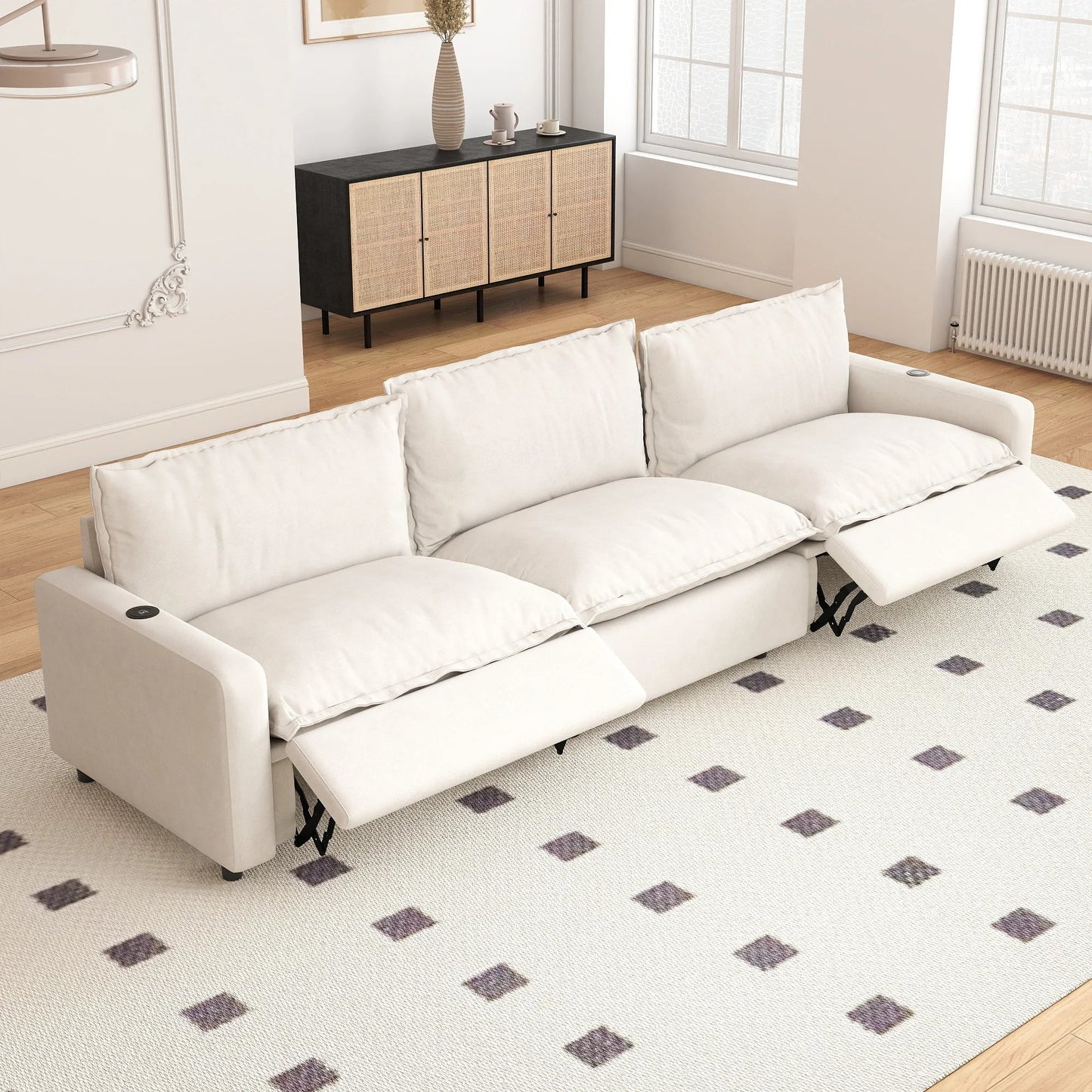 White Power Recliner Modular Sectional Sofa – Electric Corner Couch | US In Stock Free Shipping 🇺🇸 - LDH Furniture