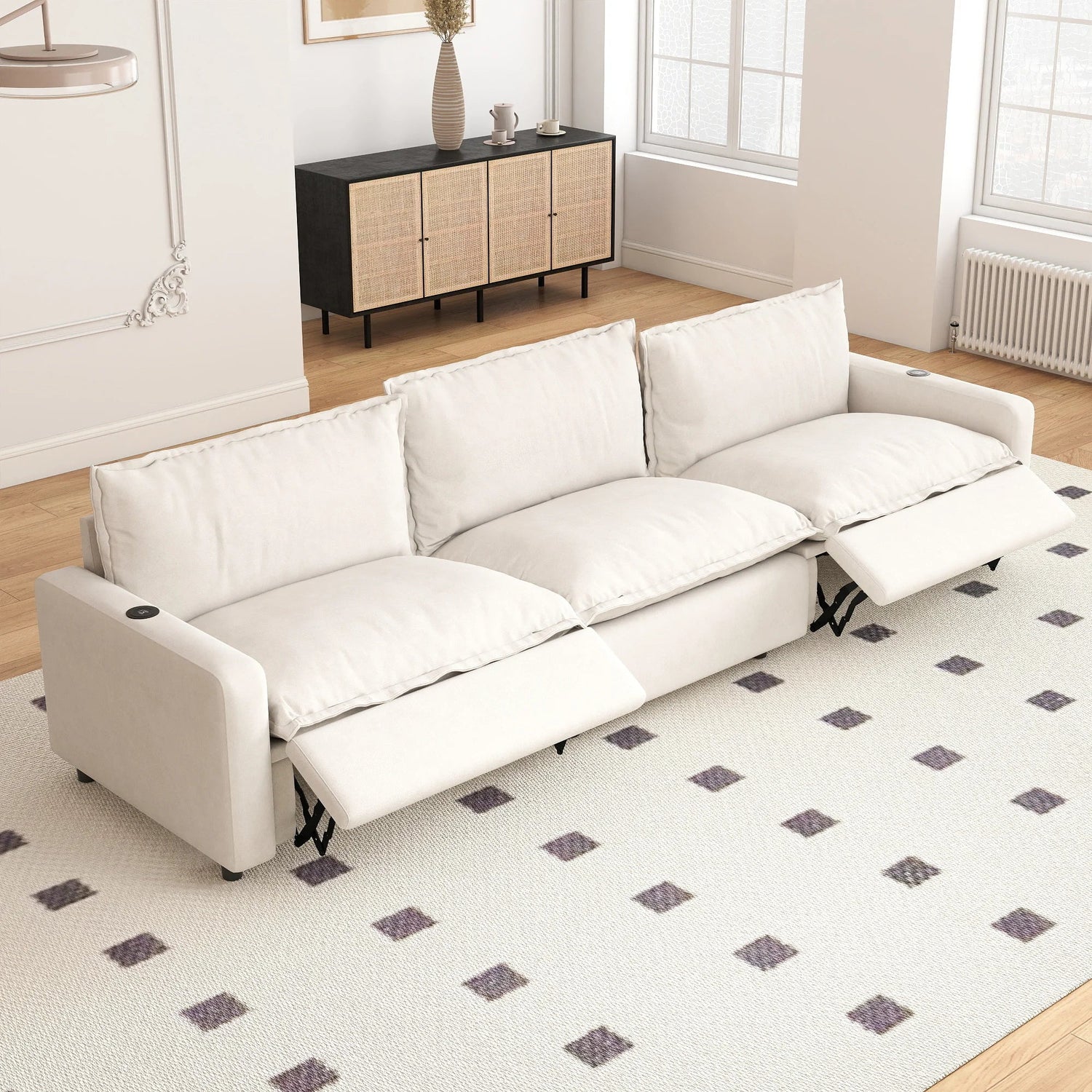 White Power Recliner Modular Sectional Sofa – Electric Corner Couch | US In Stock Free Shipping 🇺🇸 - LDH Furniture