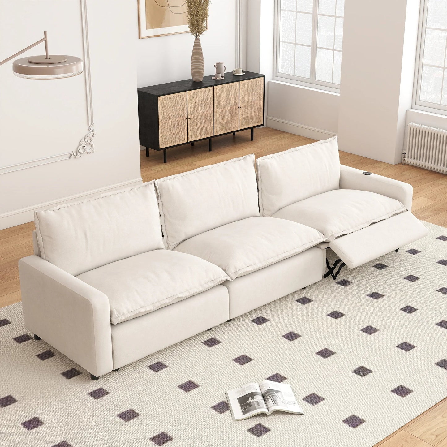 White Power Recliner Modular Sectional Sofa – Electric Corner Couch | US In Stock Free Shipping 🇺🇸 - LDH Furniture