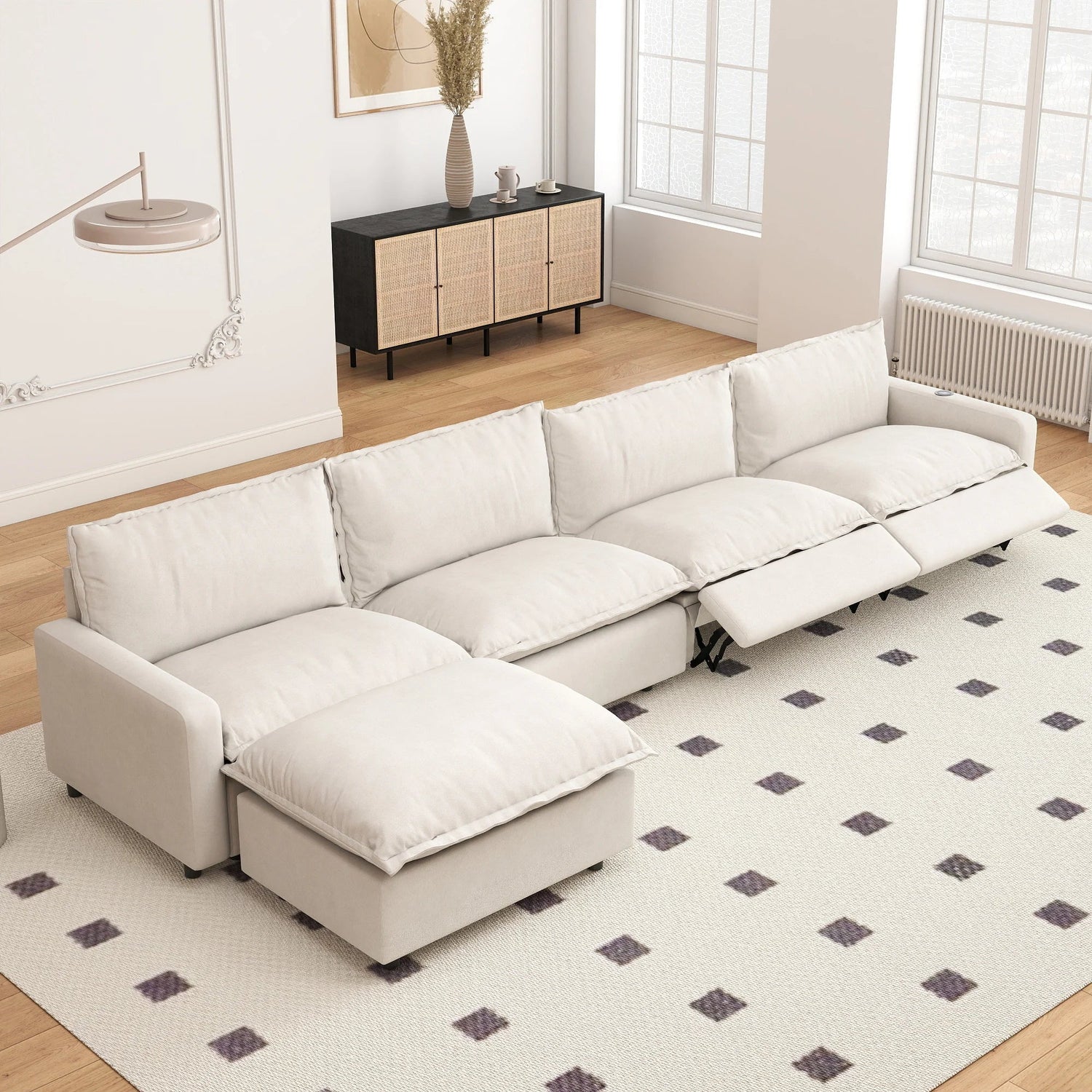 White Power Recliner Modular Sectional Sofa – Electric Corner Couch | US In Stock Free Shipping 🇺🇸 - LDH Furniture