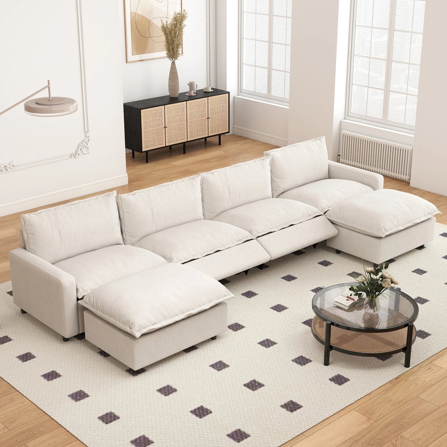 White Power Recliner Modular Sectional Sofa – Electric Corner Couch | US In Stock Free Shipping 🇺🇸 - LDH Furniture