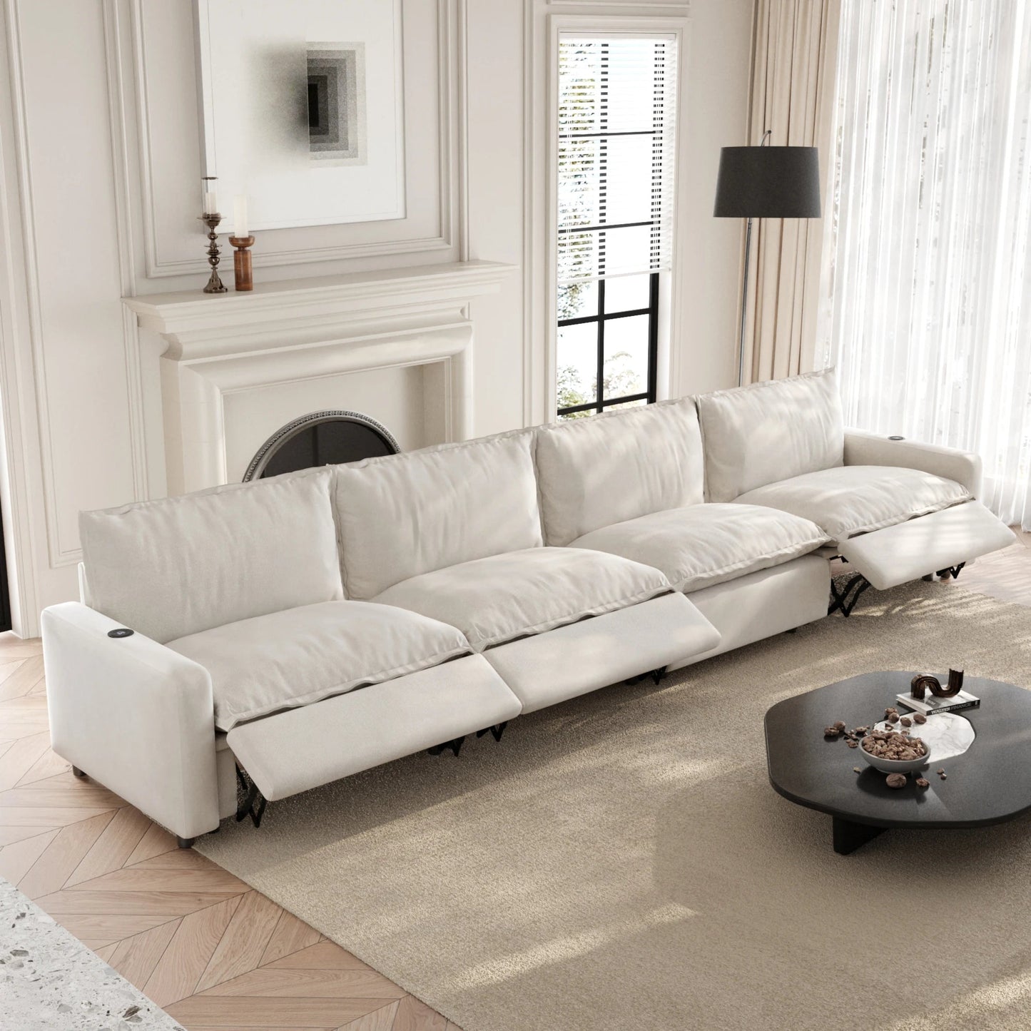 White Power Recliner Modular Sectional Sofa – Electric Corner Couch | US In Stock Free Shipping 🇺🇸 - LDH Furniture