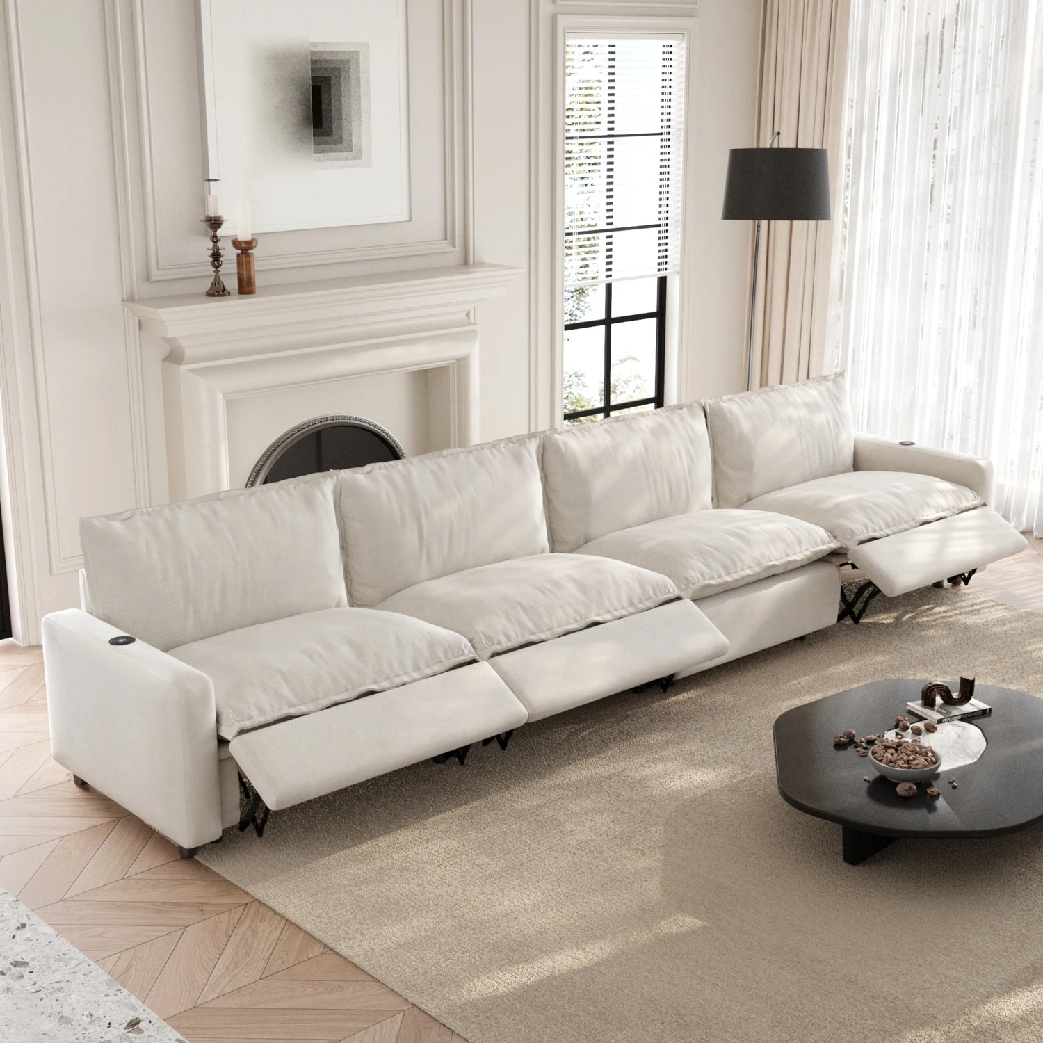 White Power Recliner Modular Sectional Sofa – Electric Corner Couch | US In Stock Free Shipping 🇺🇸 - LDH Furniture
