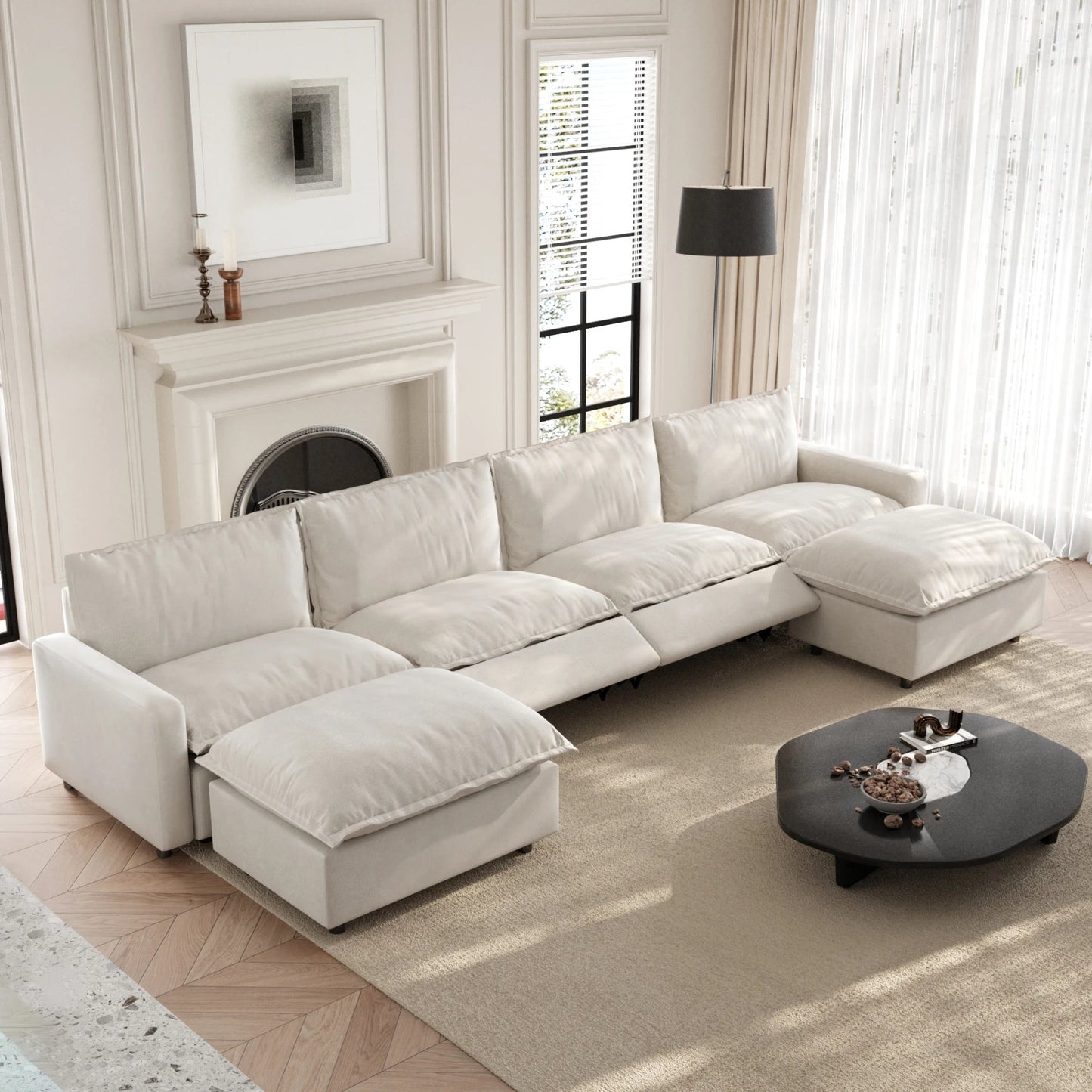 White Power Recliner Modular Sectional Sofa – Electric Corner Couch | US In Stock Free Shipping 🇺🇸 - LDH Furniture