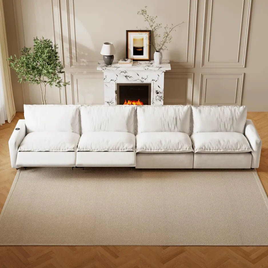 White Power Recliner Modular Sectional Sofa – Electric Corner Couch | US In Stock Free Shipping 🇺🇸 - LDH Furniture