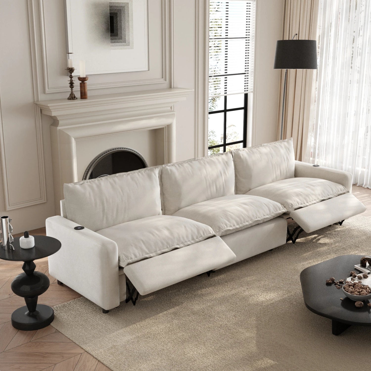 White Power Recliner Modular Sectional Sofa – Electric Corner Couch | US In Stock Free Shipping 🇺🇸 - LDH Furniture