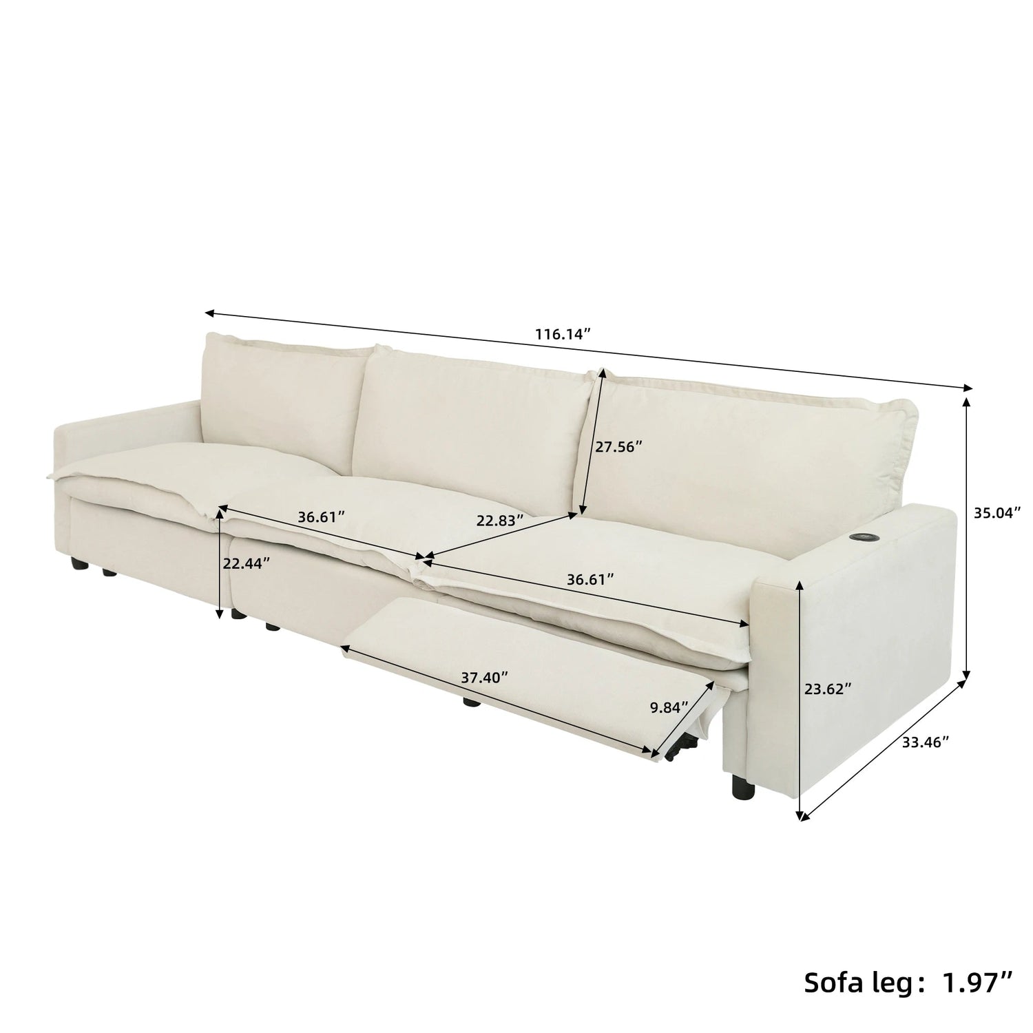 White Power Recliner Modular Sectional Sofa – Electric Corner Couch | US In Stock Free Shipping 🇺🇸 - LDH Furniture