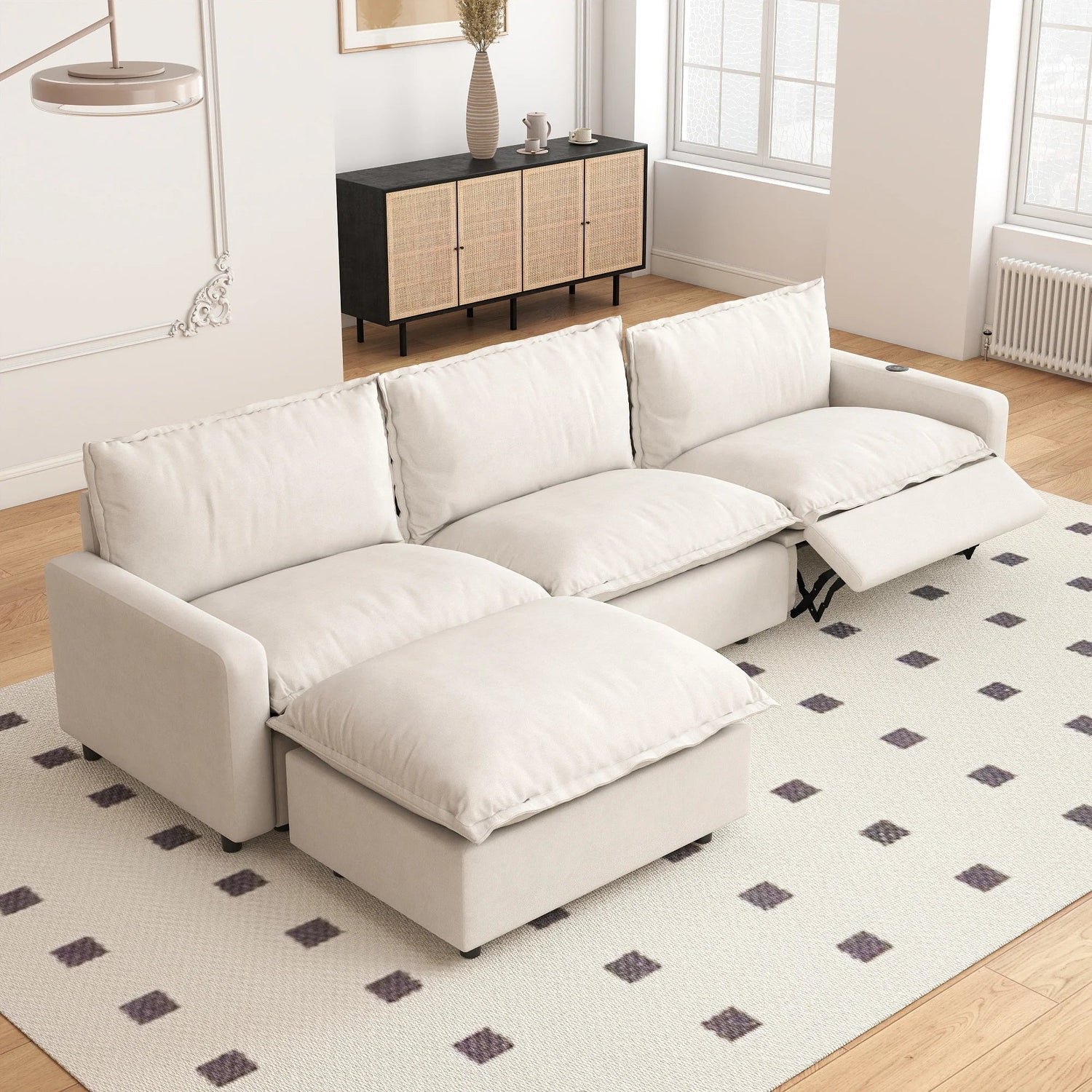White Power Recliner Modular Sectional Sofa – Electric Corner Couch | US In Stock Free Shipping 🇺🇸 - LDH Furniture