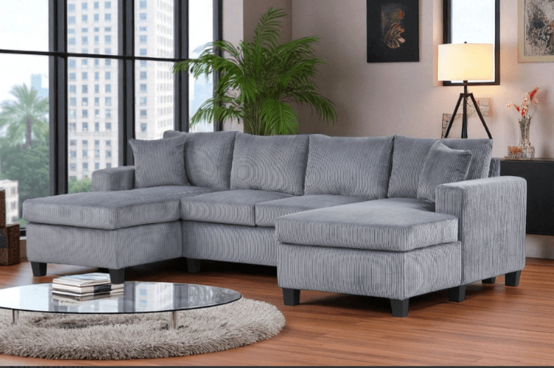 Zack Double Chaise Sectional w Pillows - LDH Furniture