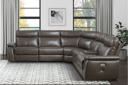 Maroni 6PC Dark Brown Modular Power Reclining Sectional - LDH Furniture
