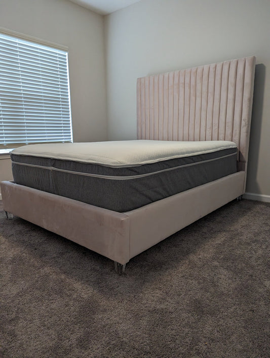 Styles Channel Tufted Velvet Platform Bed - LDH Furniture